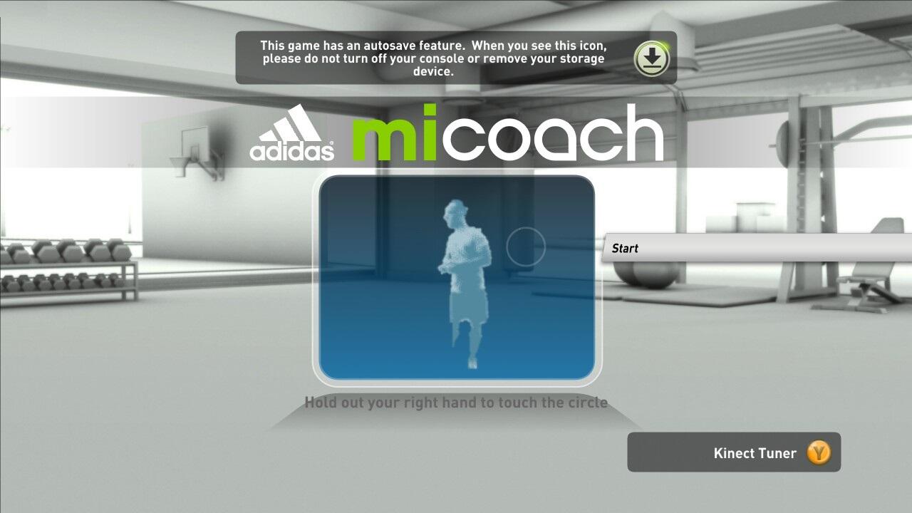 Adidas miCoach title screen for Xbox 360